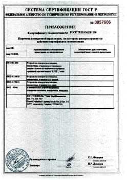 2011.11.23 Алматы - Приложение к сертификату Устройства поворотно-откидные, поворотные, откидные. ГОСТ 30777-2012